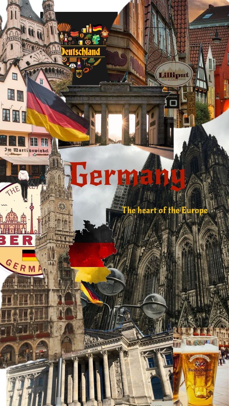 Stilisierte Deutschlandkarte mit Route zwischen Bayern, Berlin, Schlössern und Wäldern